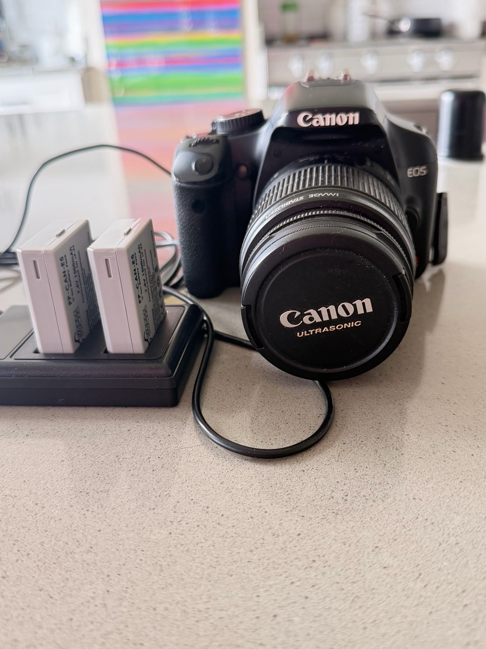 Canon EOS Rebel XSi Black DSLR Camera cords and new batteries Exc condition